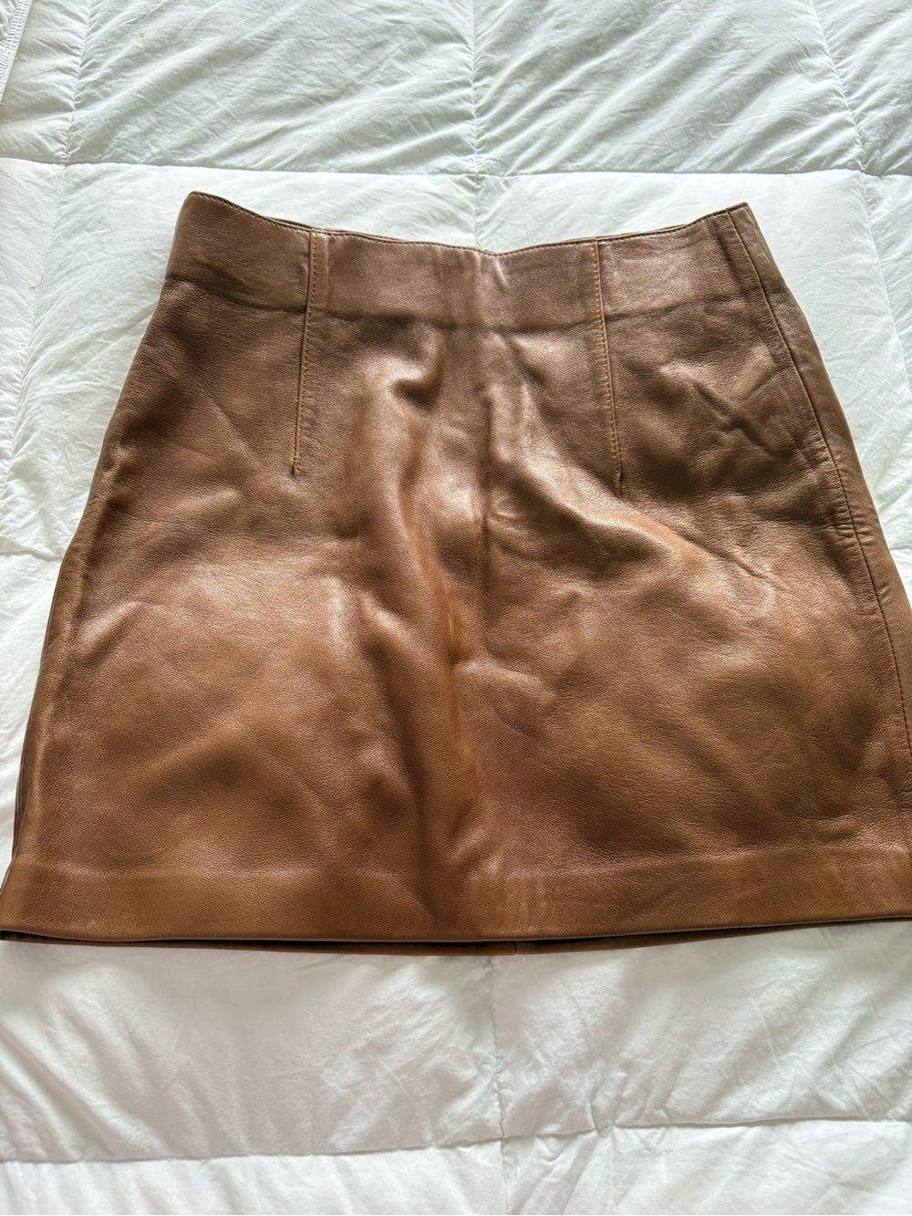 Zara Leather A-Line Mini Skirt - Brown